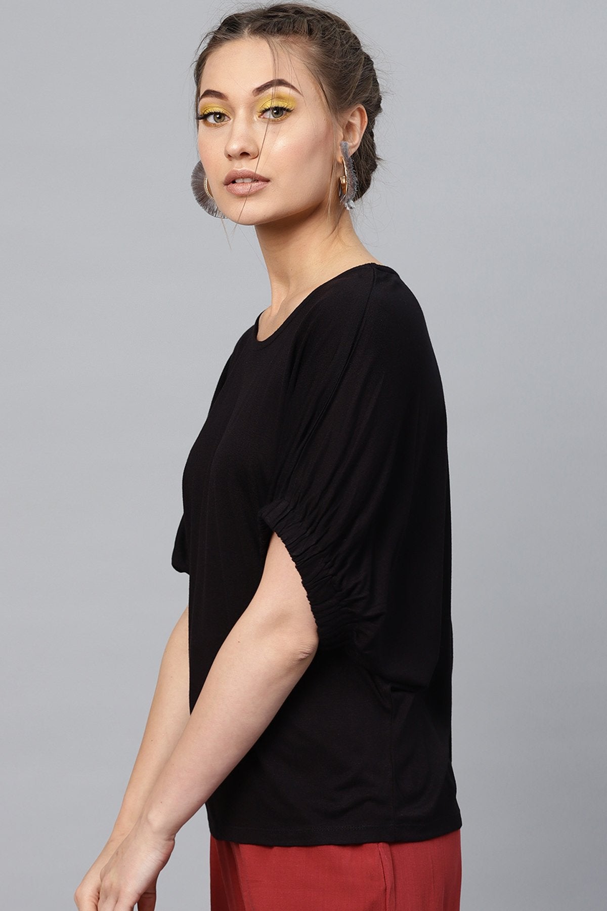 Women's Black Boxy Top - SASSAFRAS