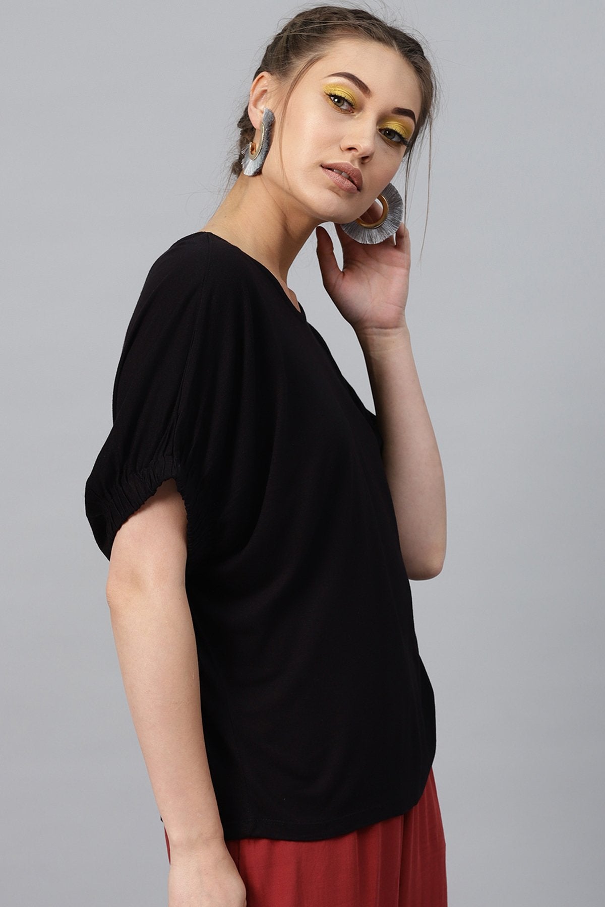 Women's Black Boxy Top - SASSAFRAS