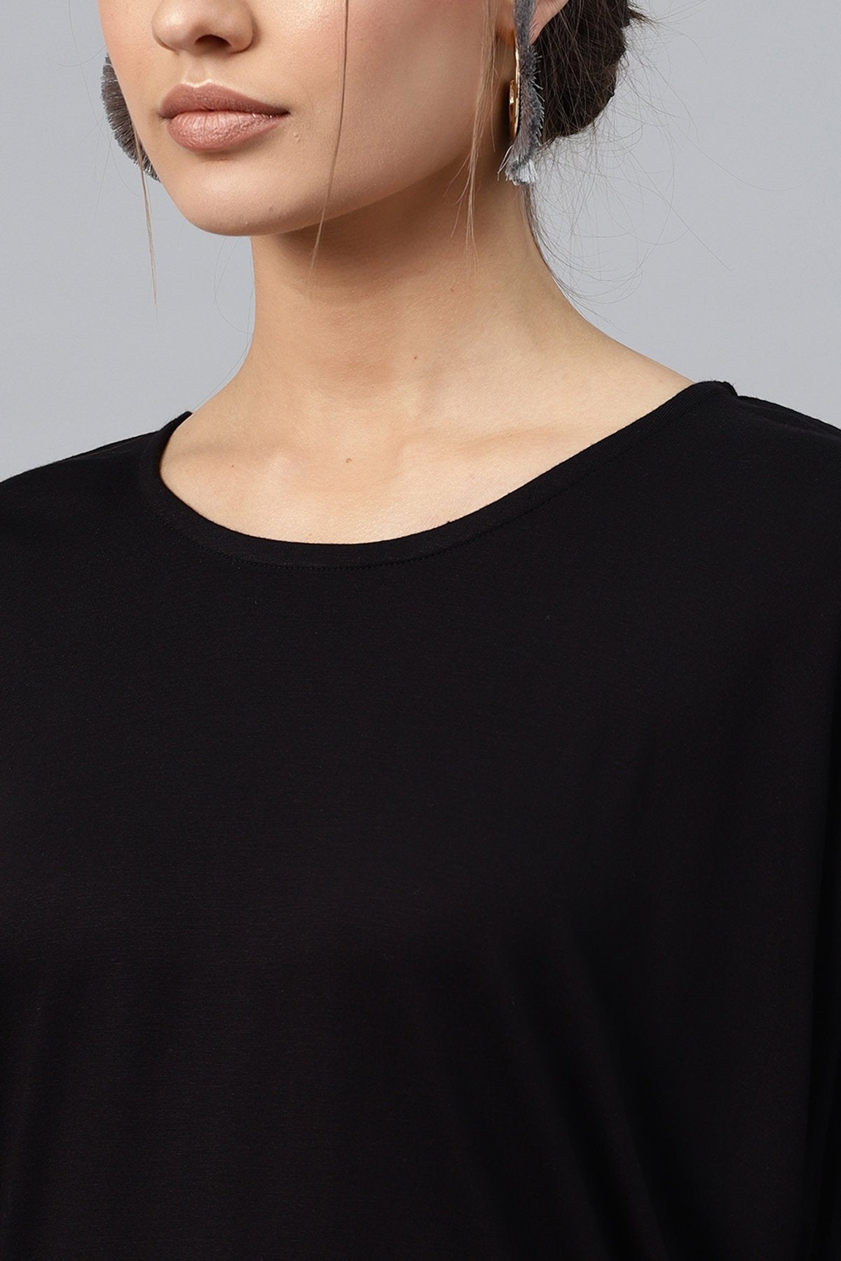 Women's Black Boxy Top - SASSAFRAS