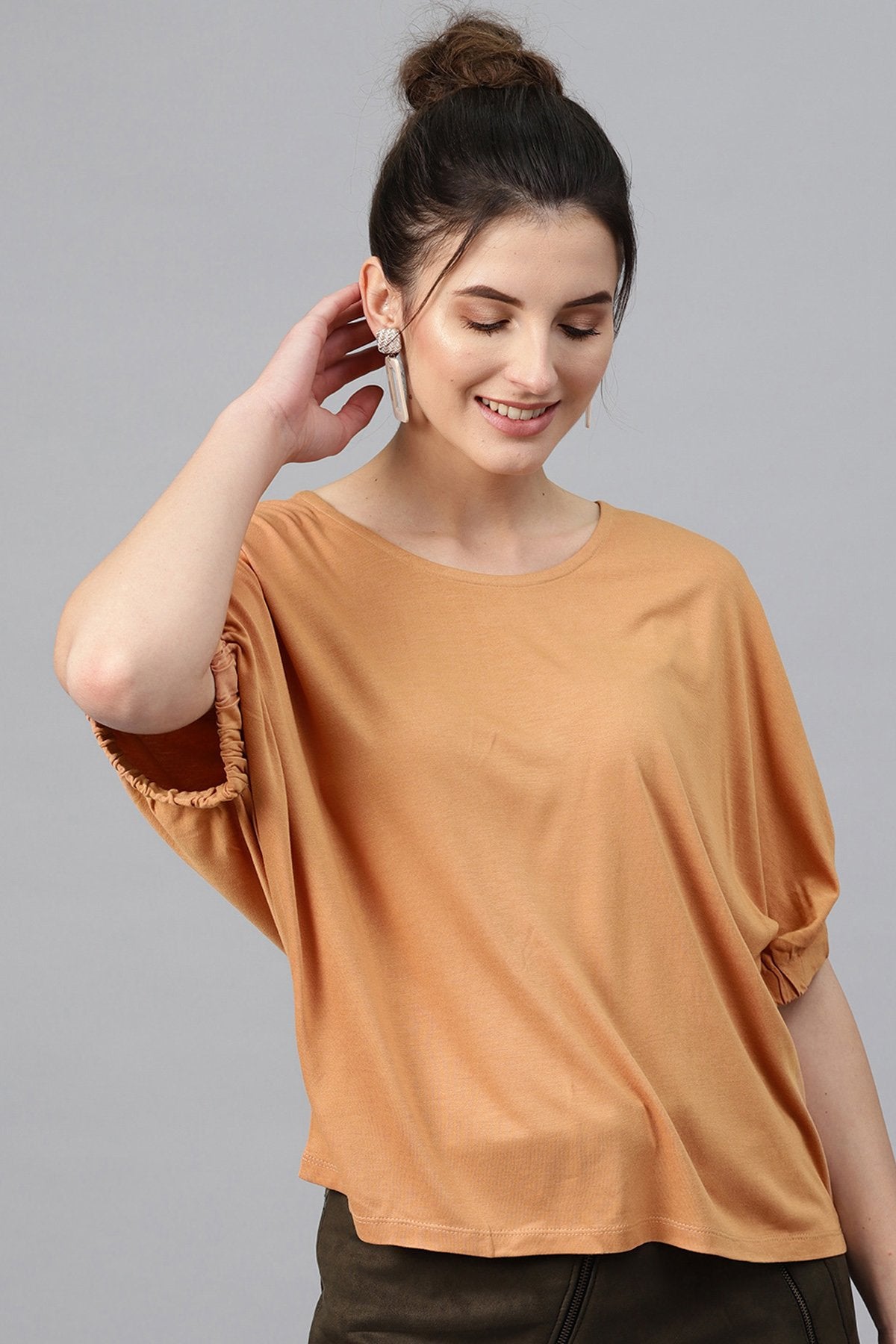 Women's Brown Boxy Top - SASSAFRAS