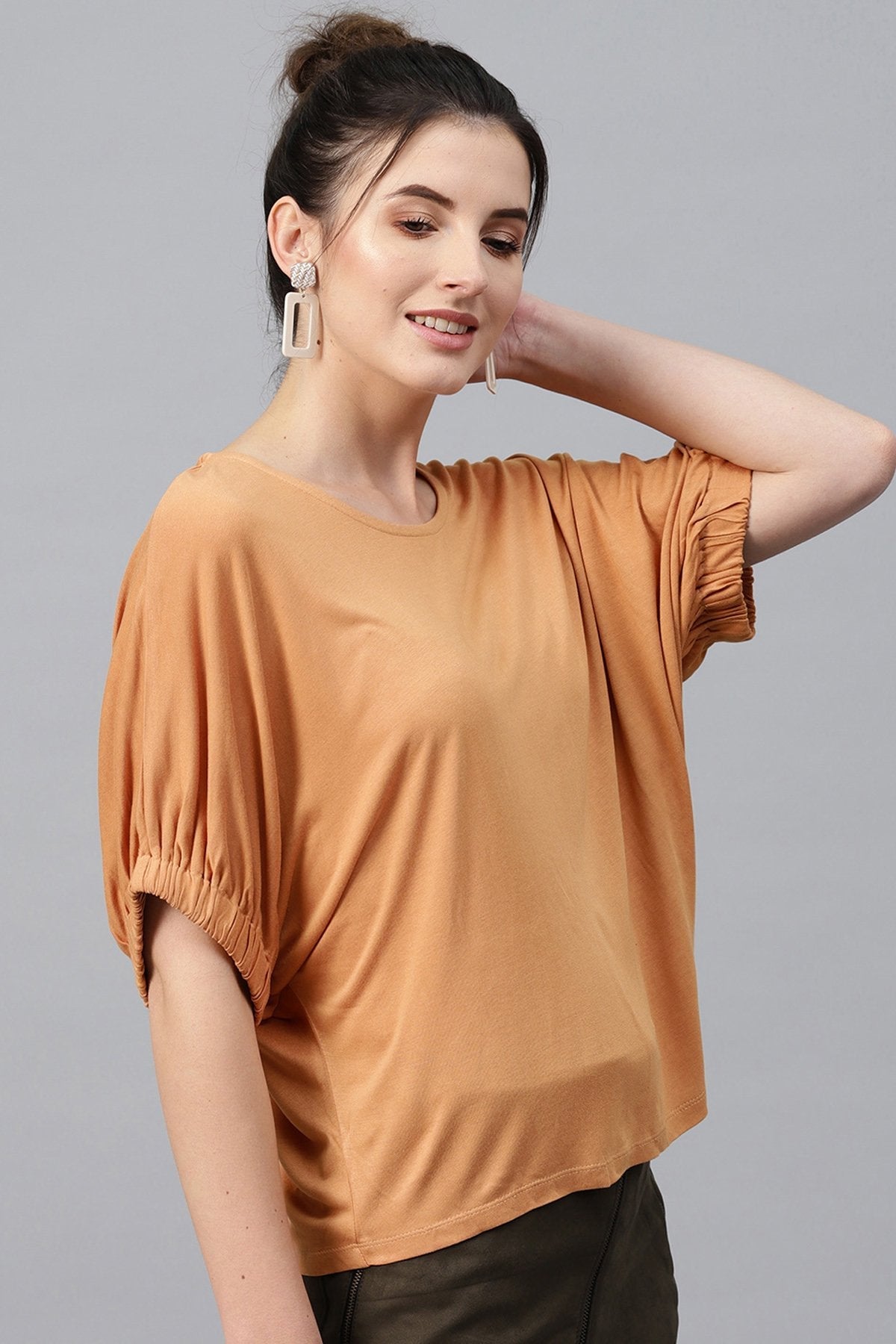 Women's Brown Boxy Top - SASSAFRAS