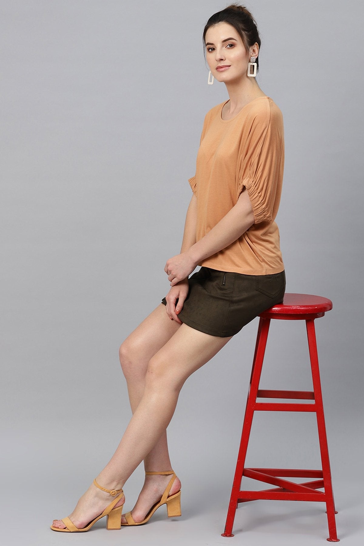 Women's Brown Boxy Top - SASSAFRAS