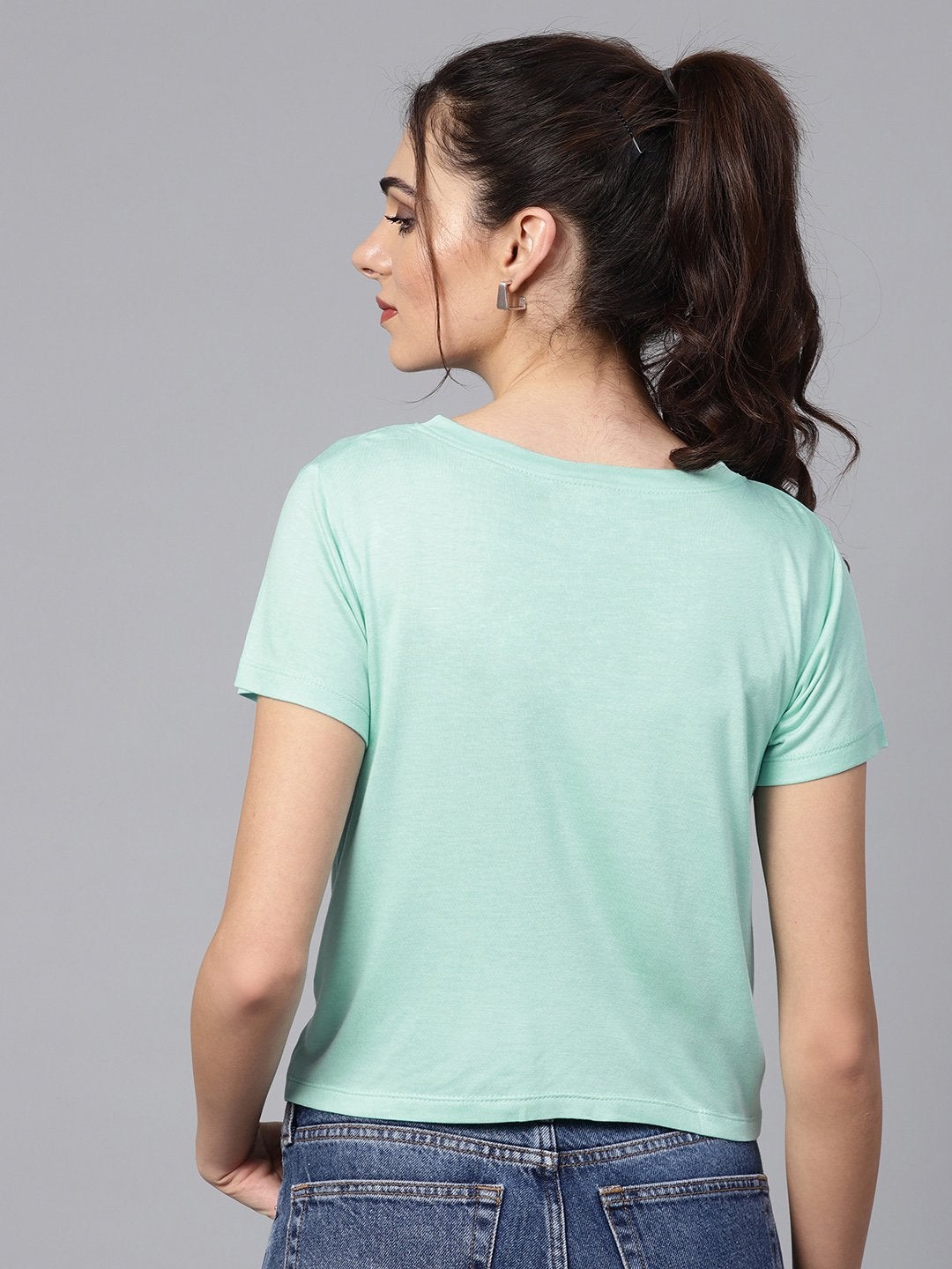 Women's Mint Knot Hem Crop Tee - SASSAFRAS