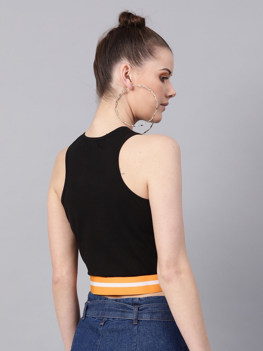 Women's Black Box Back Athleisure Crop Top - SASSAFRAS