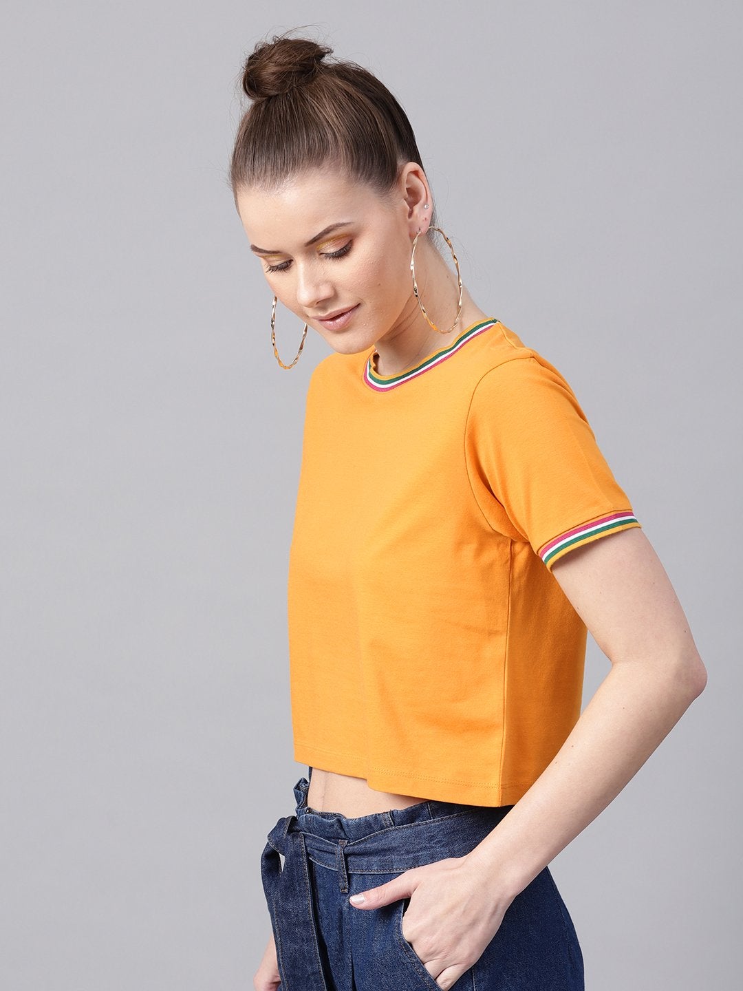 Women's Mustard Athleisure Rib Crop Top - SASSAFRAS