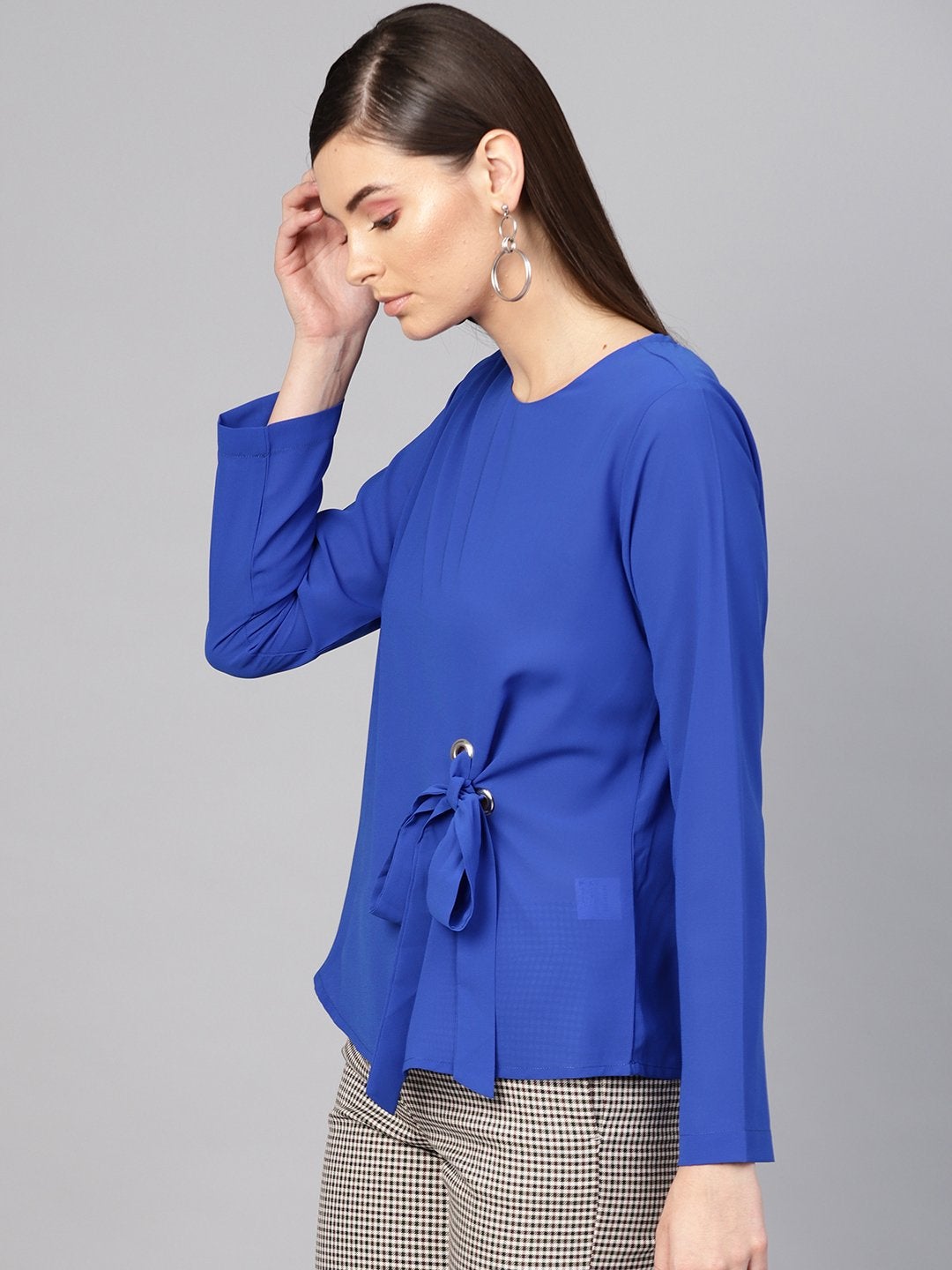 Women's Royal Blue Front Tie Top - SASSAFRAS