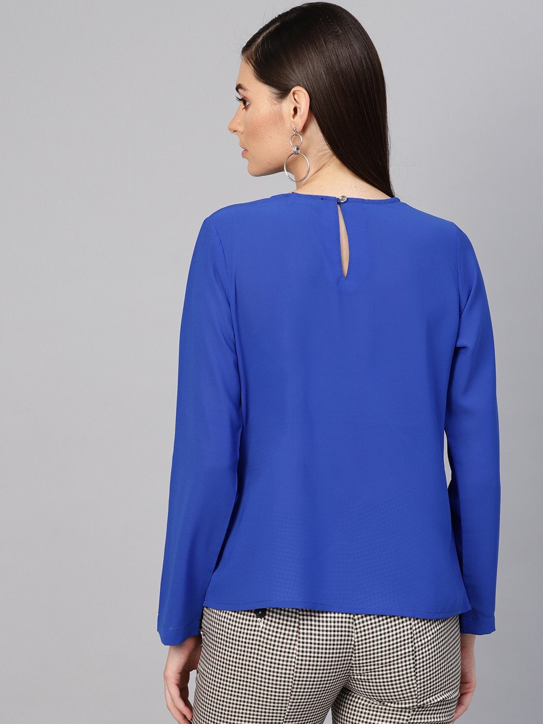 Women's Royal Blue Front Tie Top - SASSAFRAS