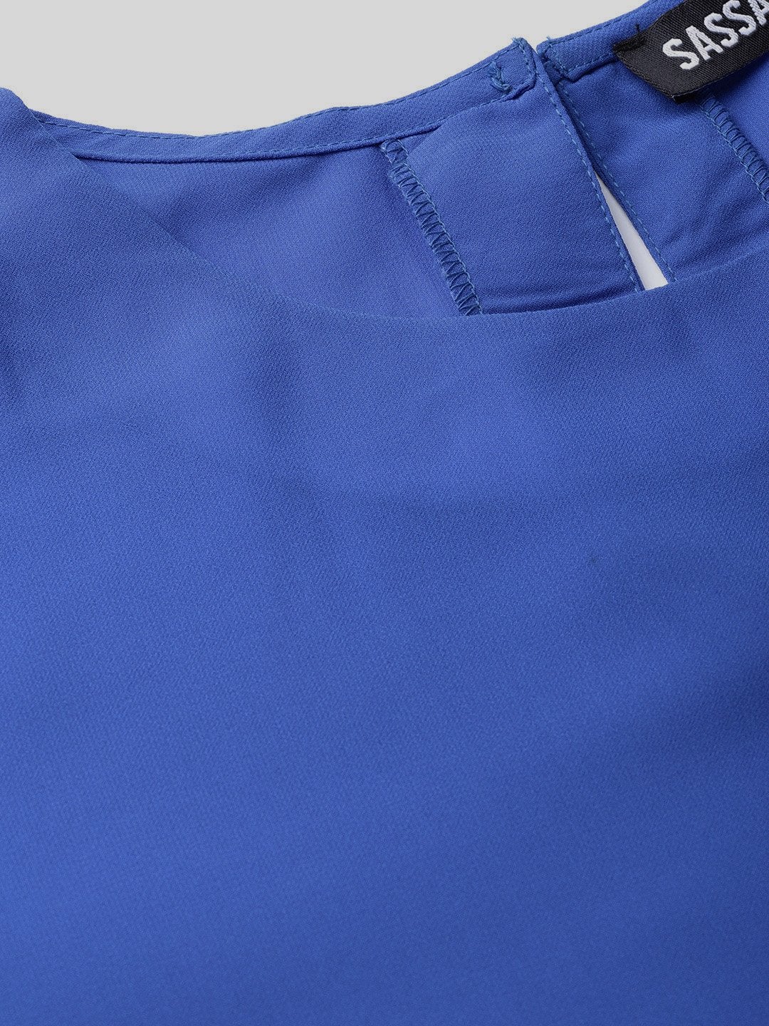 Women's Royal Blue Front Tie Top - SASSAFRAS