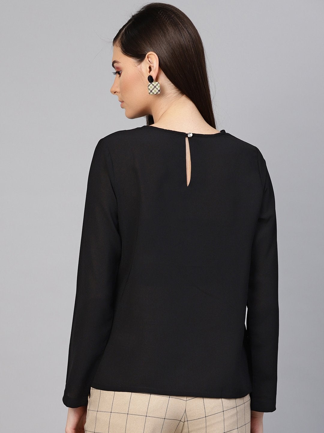 Women's Black Front Tie Top - SASSAFRAS