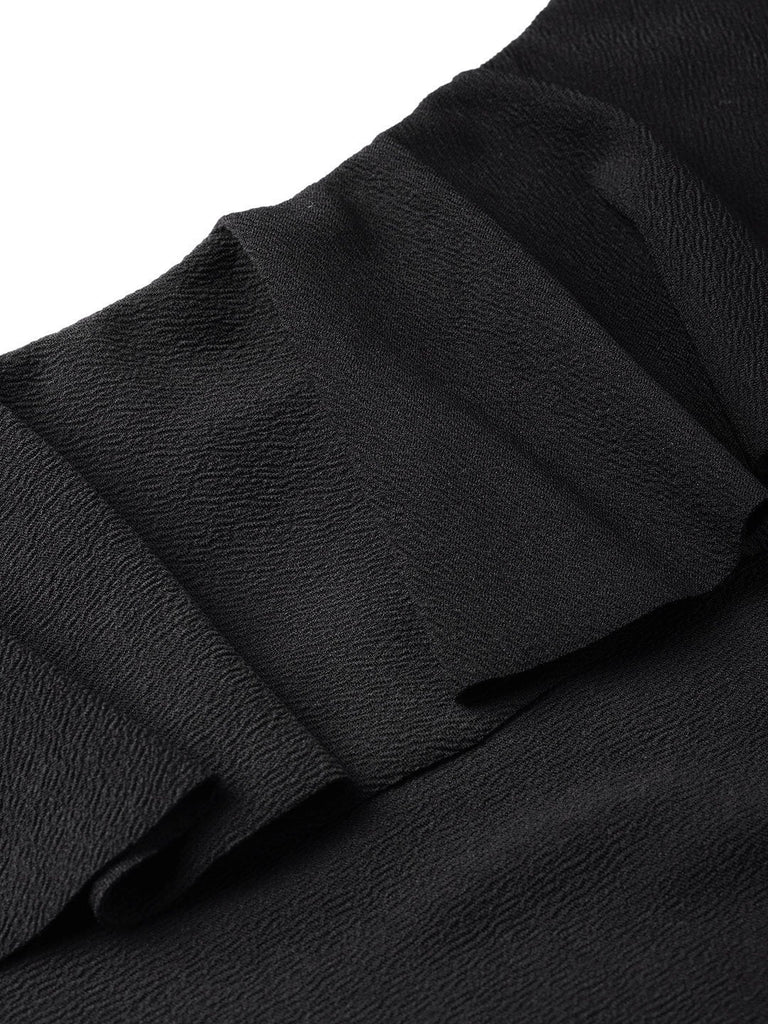 Women's Black One Shoulder Ruffle Top
