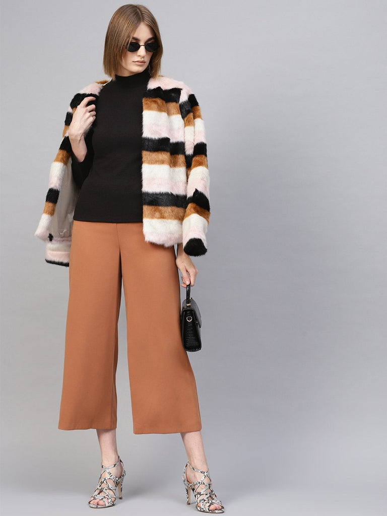 Women's Black High Neck Rib Top