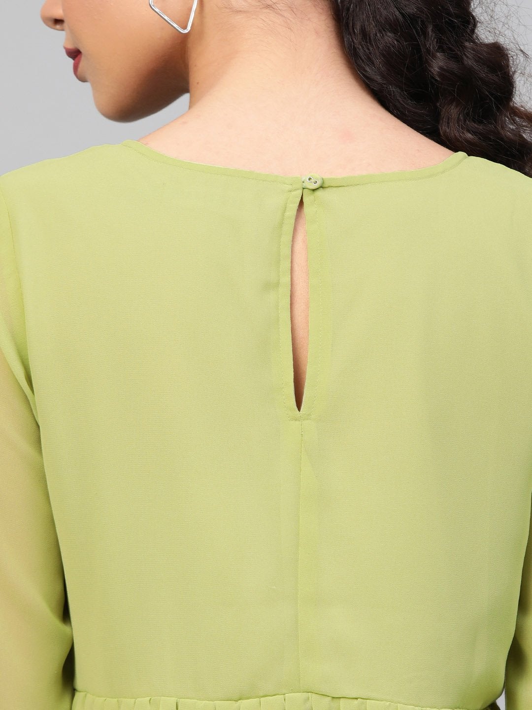 Women's Mint Green Pleated Peplum Top - SASSAFRAS