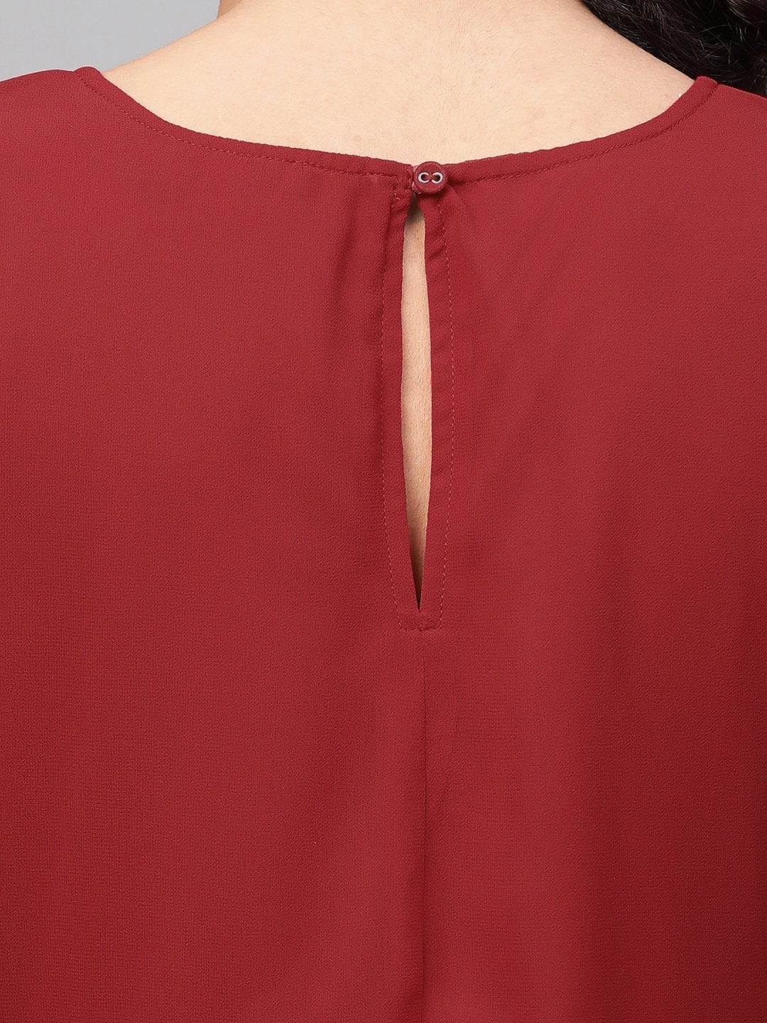 Women's Red Pleated Peplum Top - SASSAFRAS