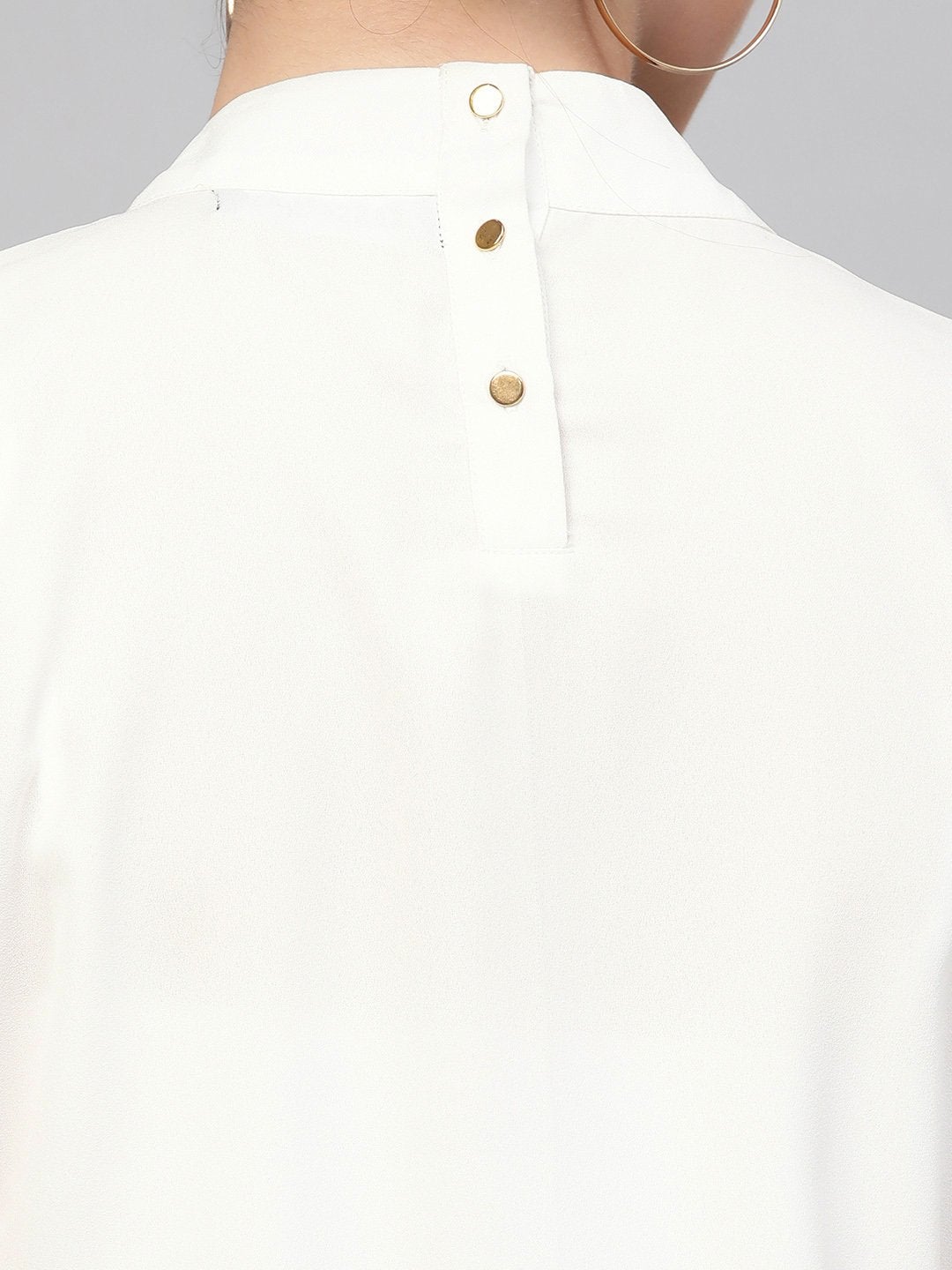 Women's Off-White Mandarin Collar Top - SASSAFRAS