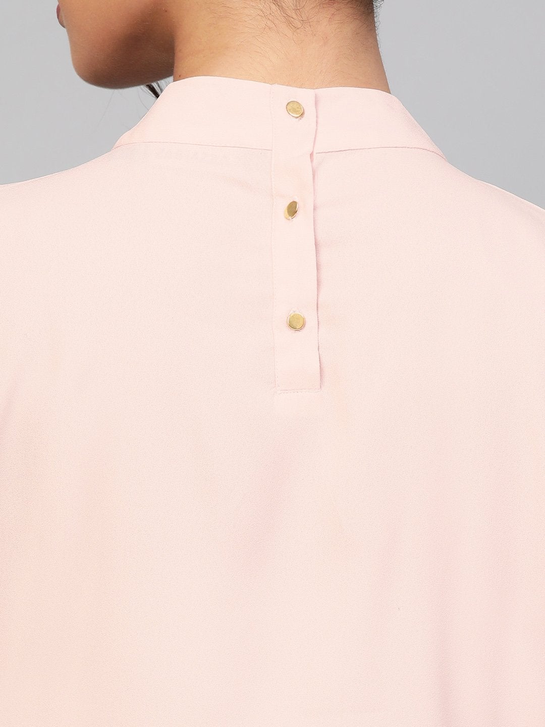 Women's Blush Pink Mandarin Collar Top - SASSAFRAS