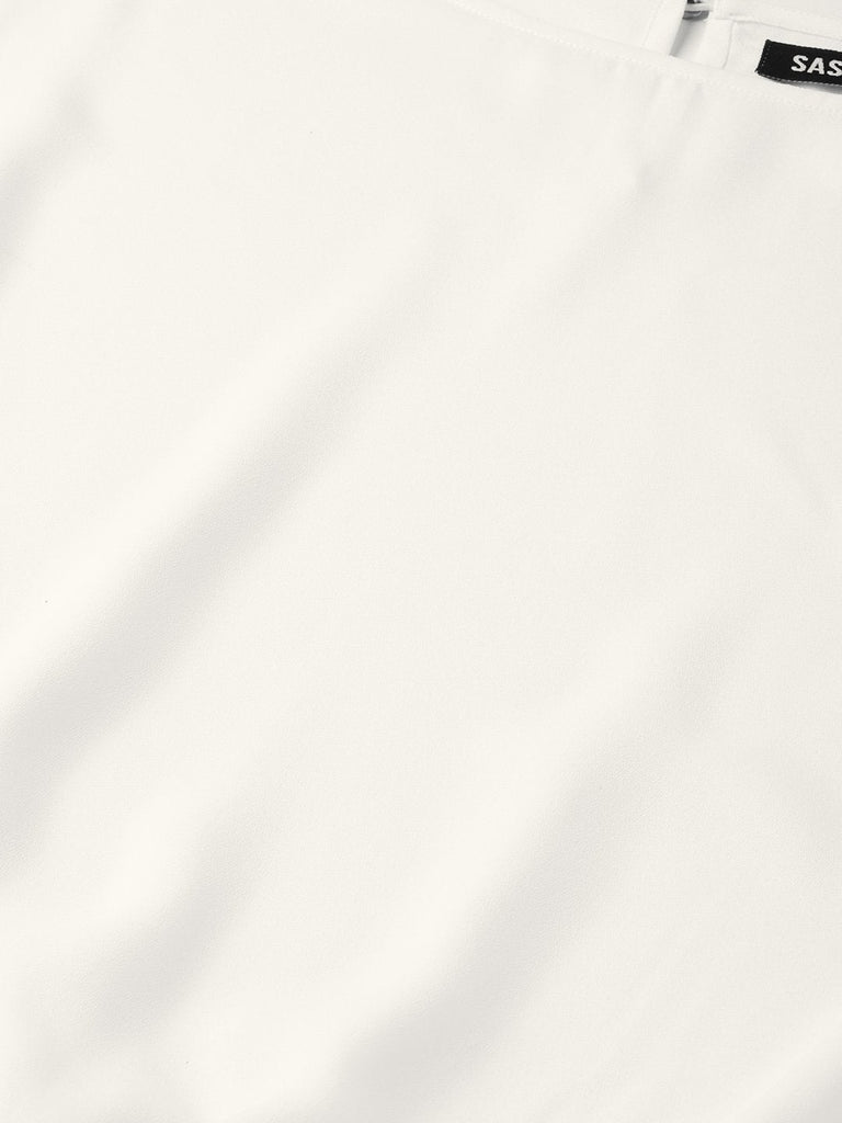 Women's Off-White Sleeve Tie-Up Crop Top
