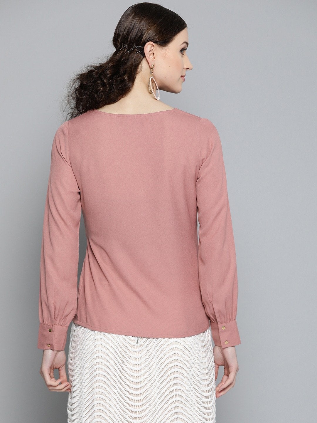 Women's Baked Pink Wrap Detail Top - SASSAFRAS