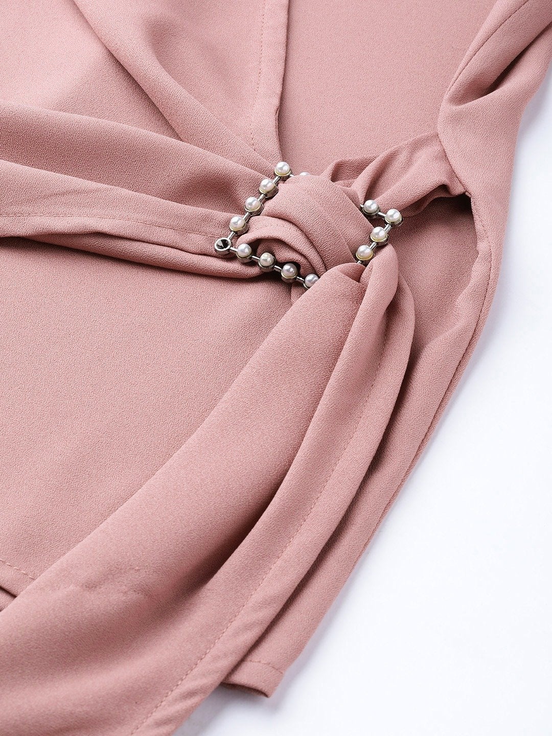 Women's Baked Pink Wrap Detail Top - SASSAFRAS