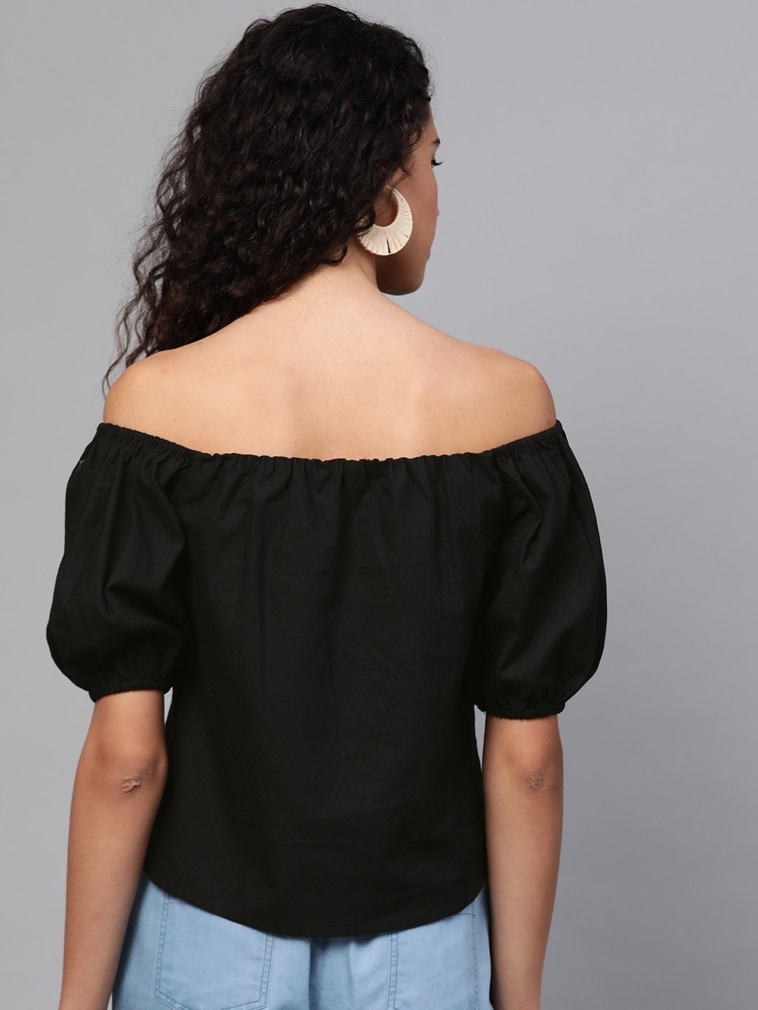 Women's Black Off Shoulder Top - SASSAFRAS