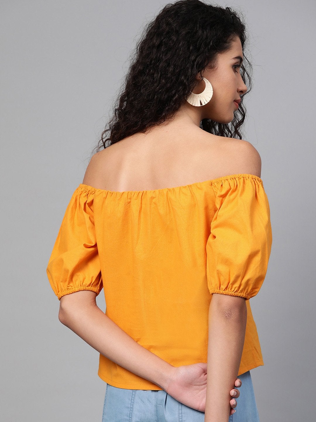 Women's Mustard Off Shoulder Top - SASSAFRAS