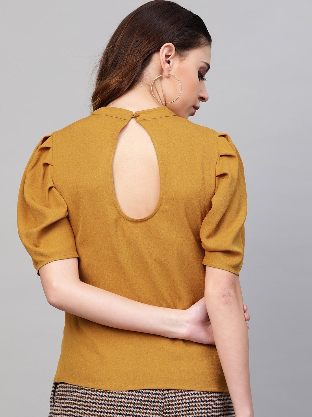 Women's Mustard Back Keyhole Top - SASSAFRAS