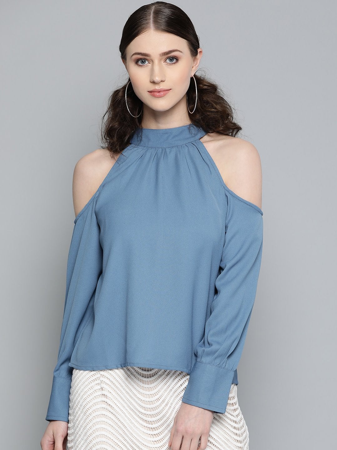 Women's Teal Cold Shoulder Top - SASSAFRAS