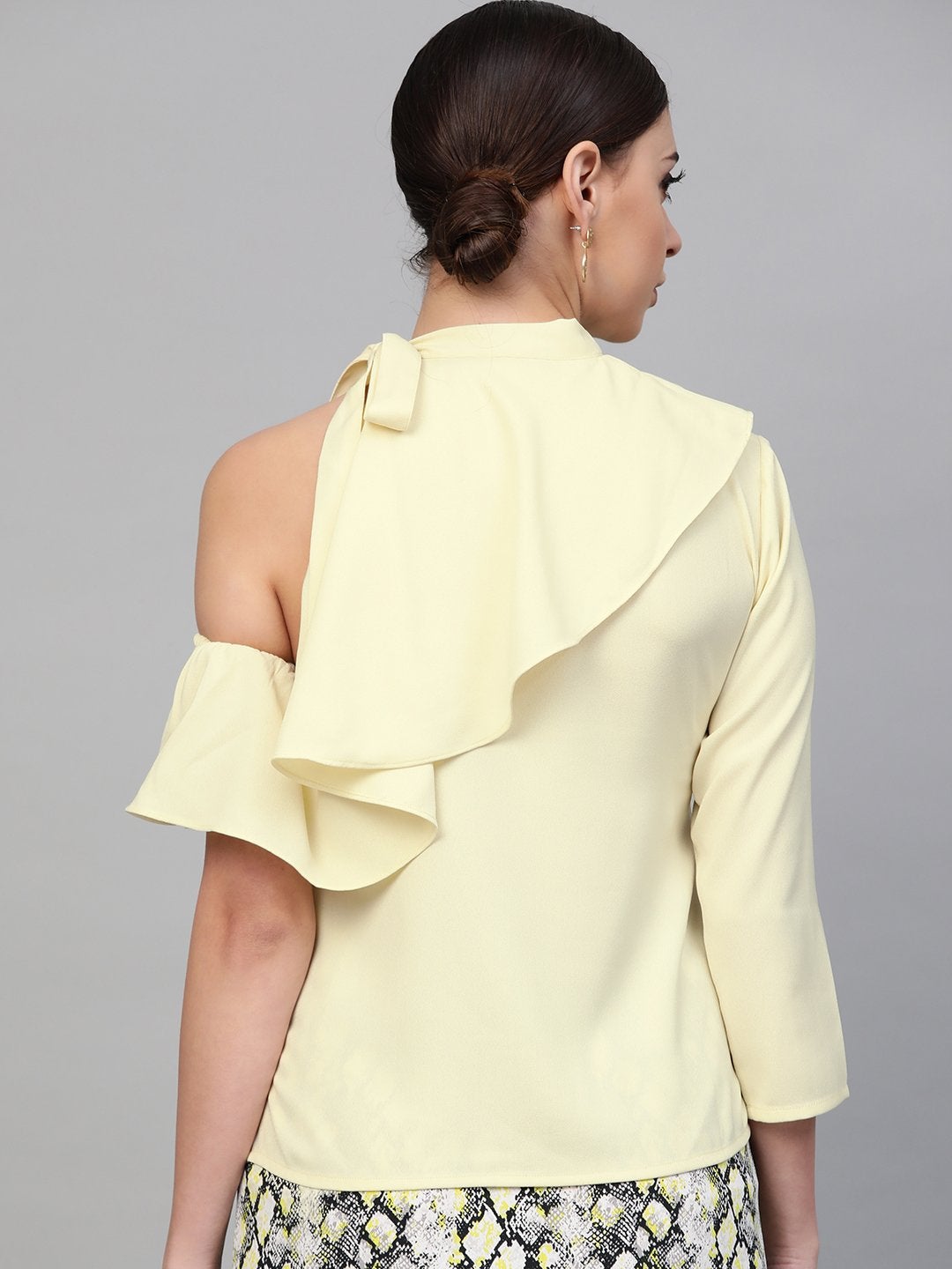 Women's Lemon Neck Tie-Up Frill Top - SASSAFRAS