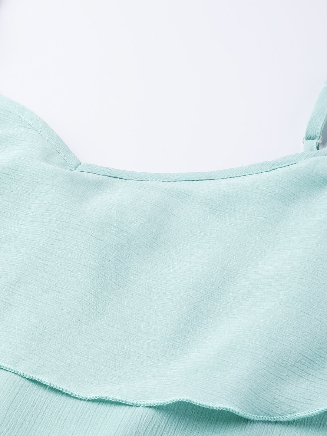 Women's Sea Green Strappy Ruffle Top - SASSAFRAS