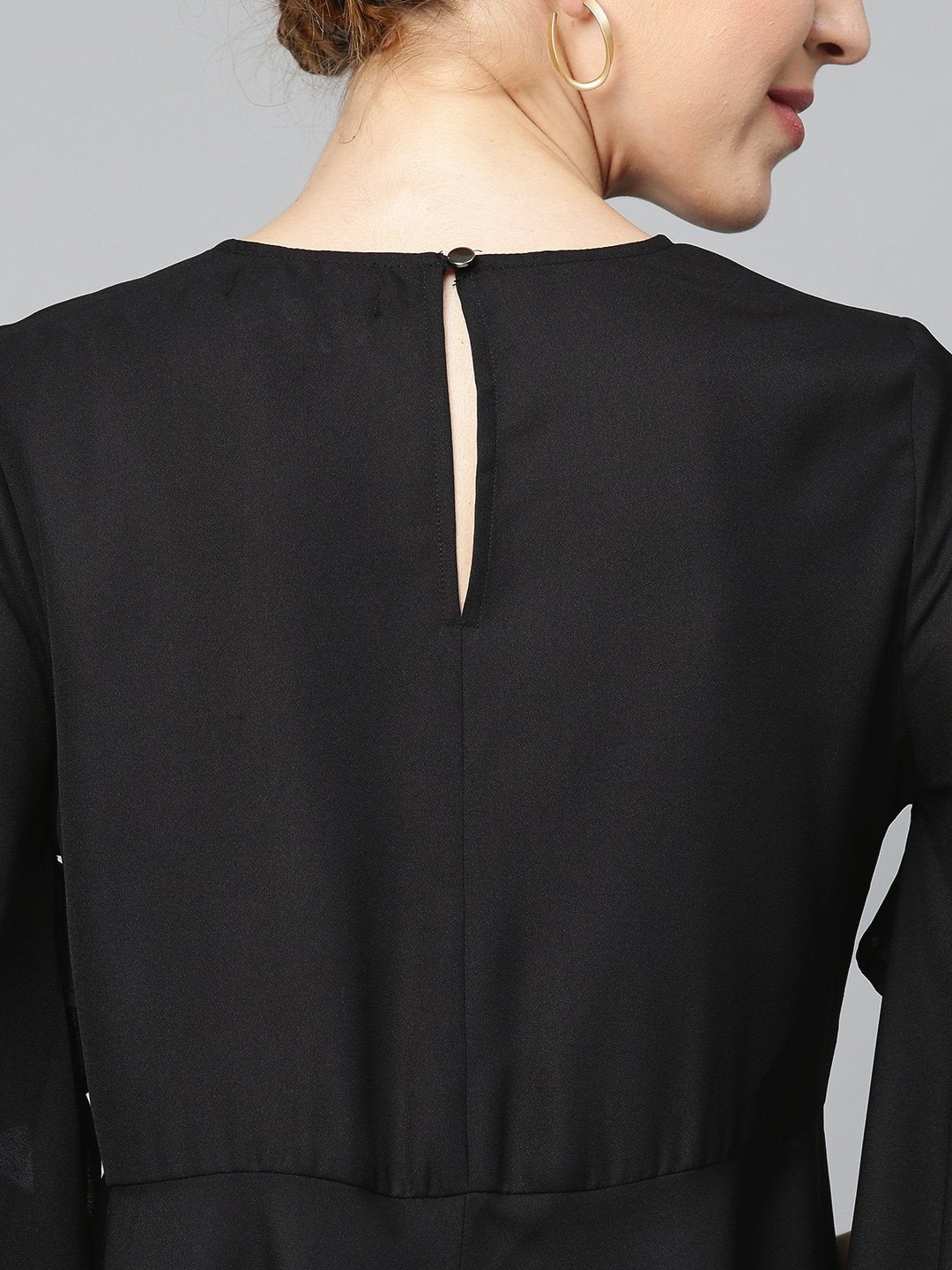 Women's Black Flared Sleeve Cape Top - SASSAFRAS