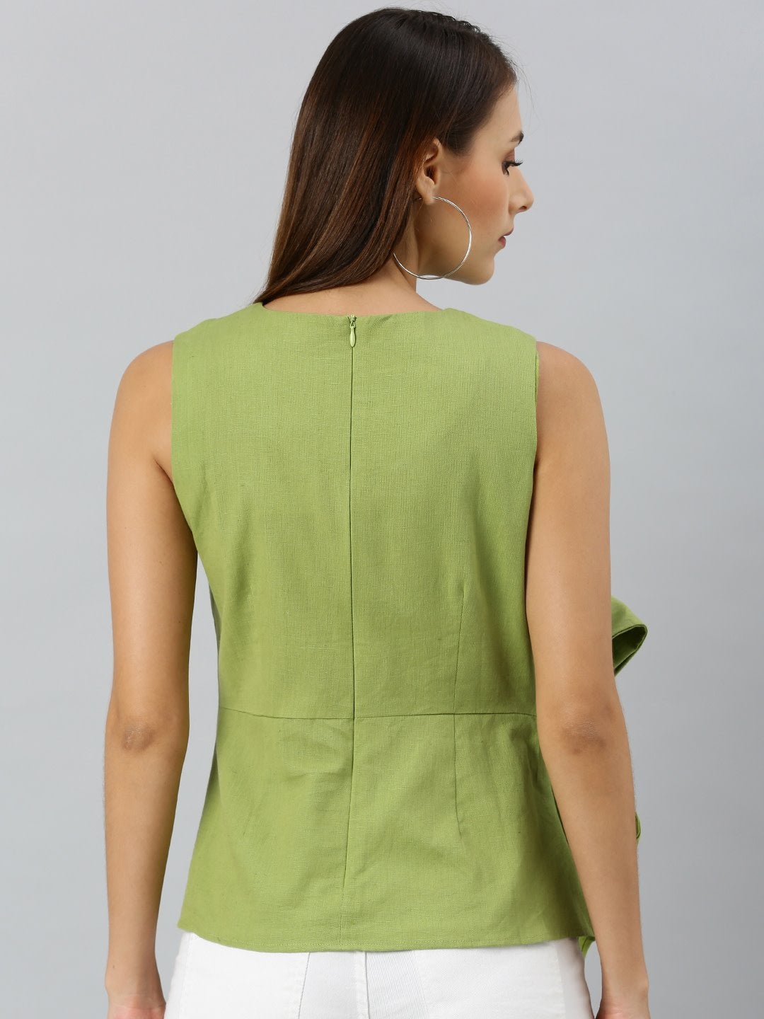 Women's Mint Green Side Knot Sleeveless Top - SASSAFRAS