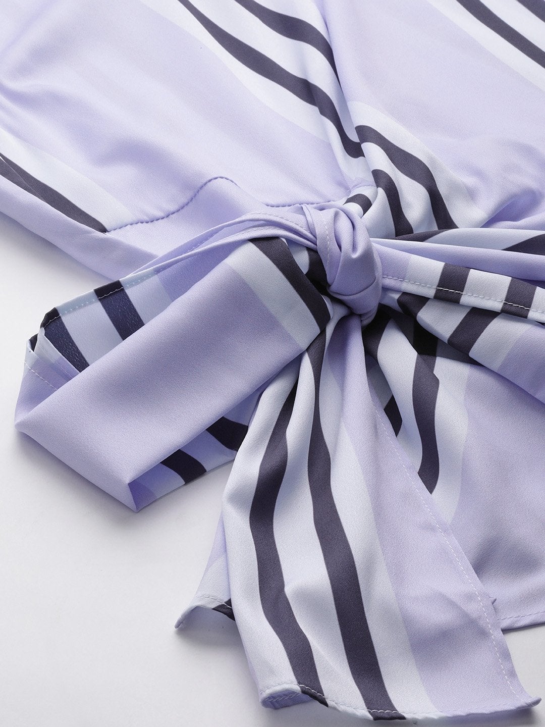 Women's Lavender Stripe Side Knot Detail Top - SASSAFRAS