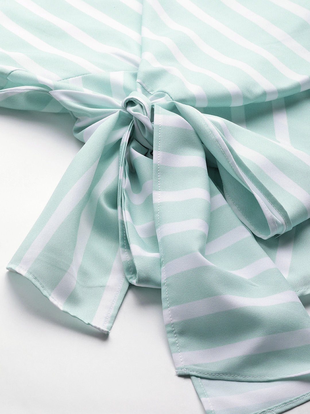 Women's Sea Green Stripe Side Knot Detail Top - SASSAFRAS