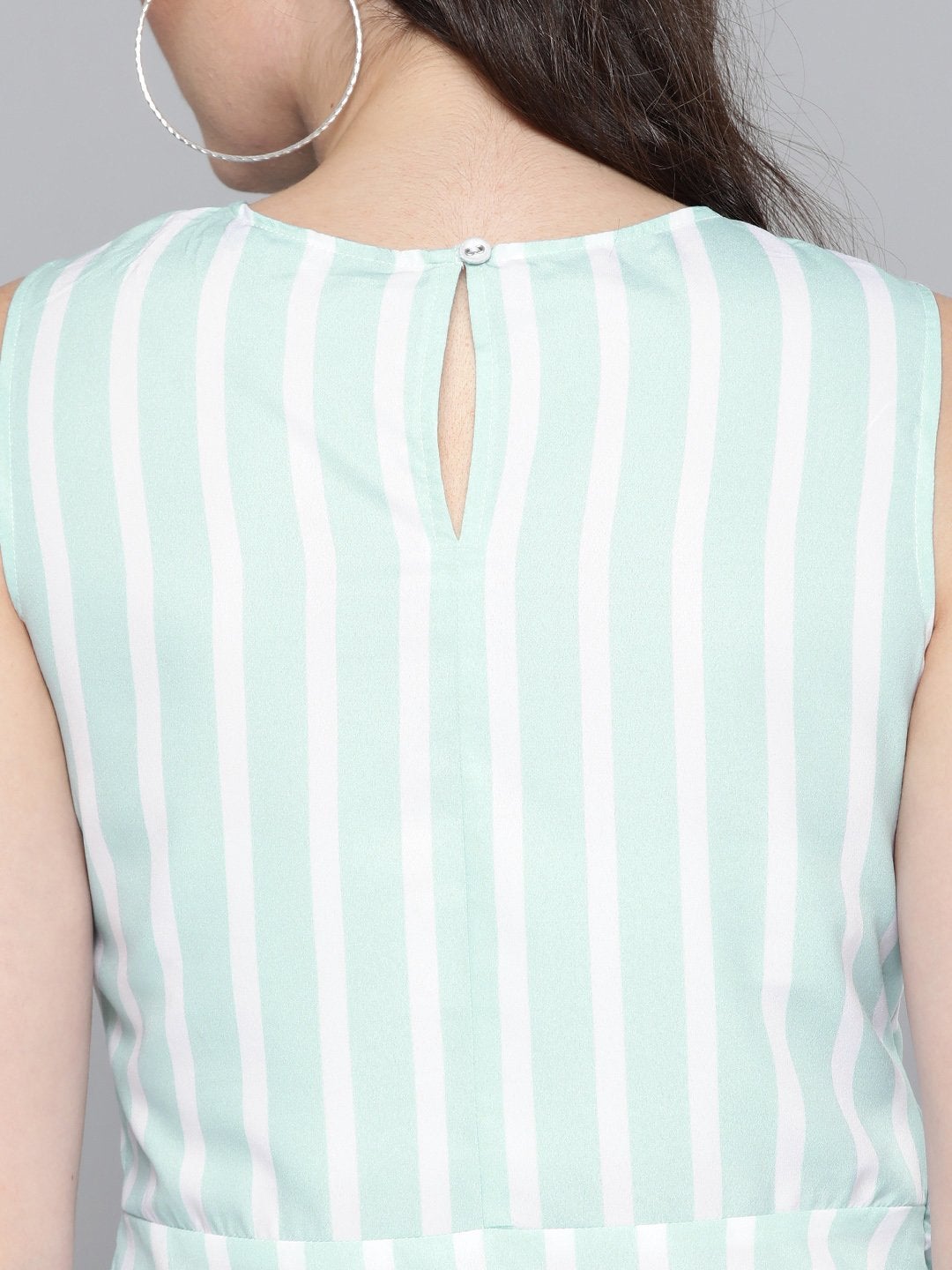 Women's Sea Green Stripe Side Knot Detail Top - SASSAFRAS