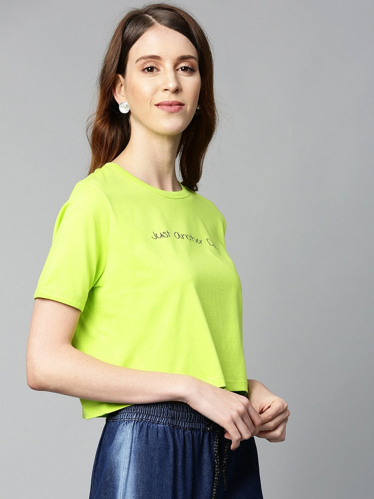 Women's Neon Green Just-Another-Day Crop T-Shirt