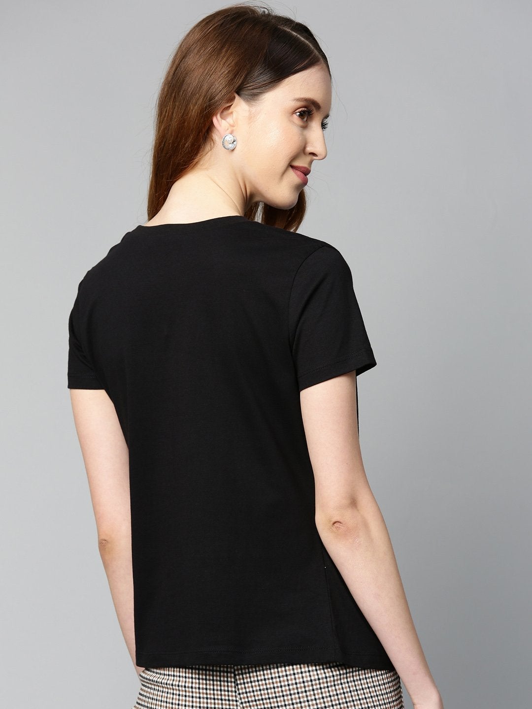 Women's Black Twisted Knot Regular T-Shirt - SASSAFRAS