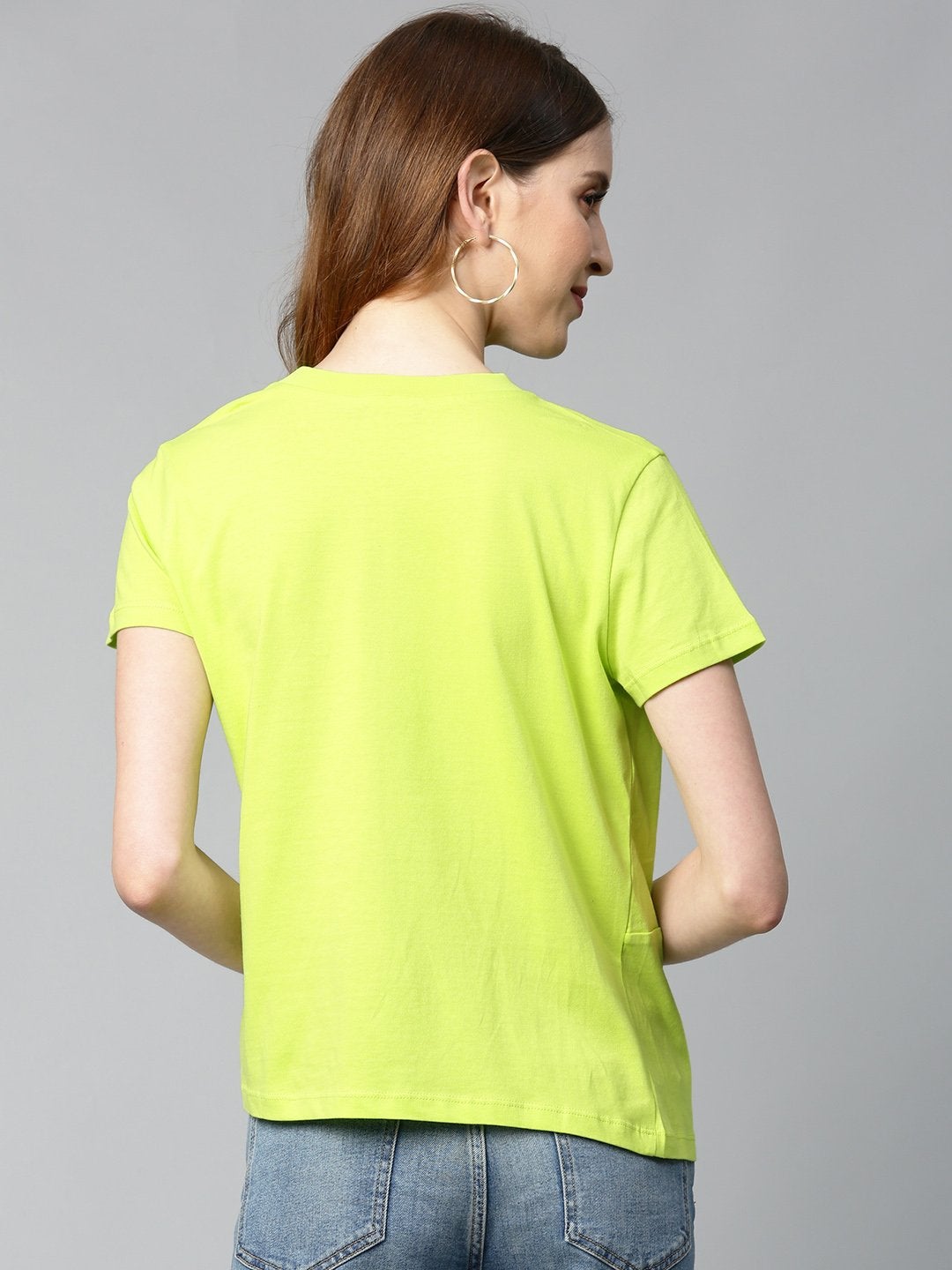 Women's Neon Green Twisted Knot Regular T-Shirt - SASSAFRAS