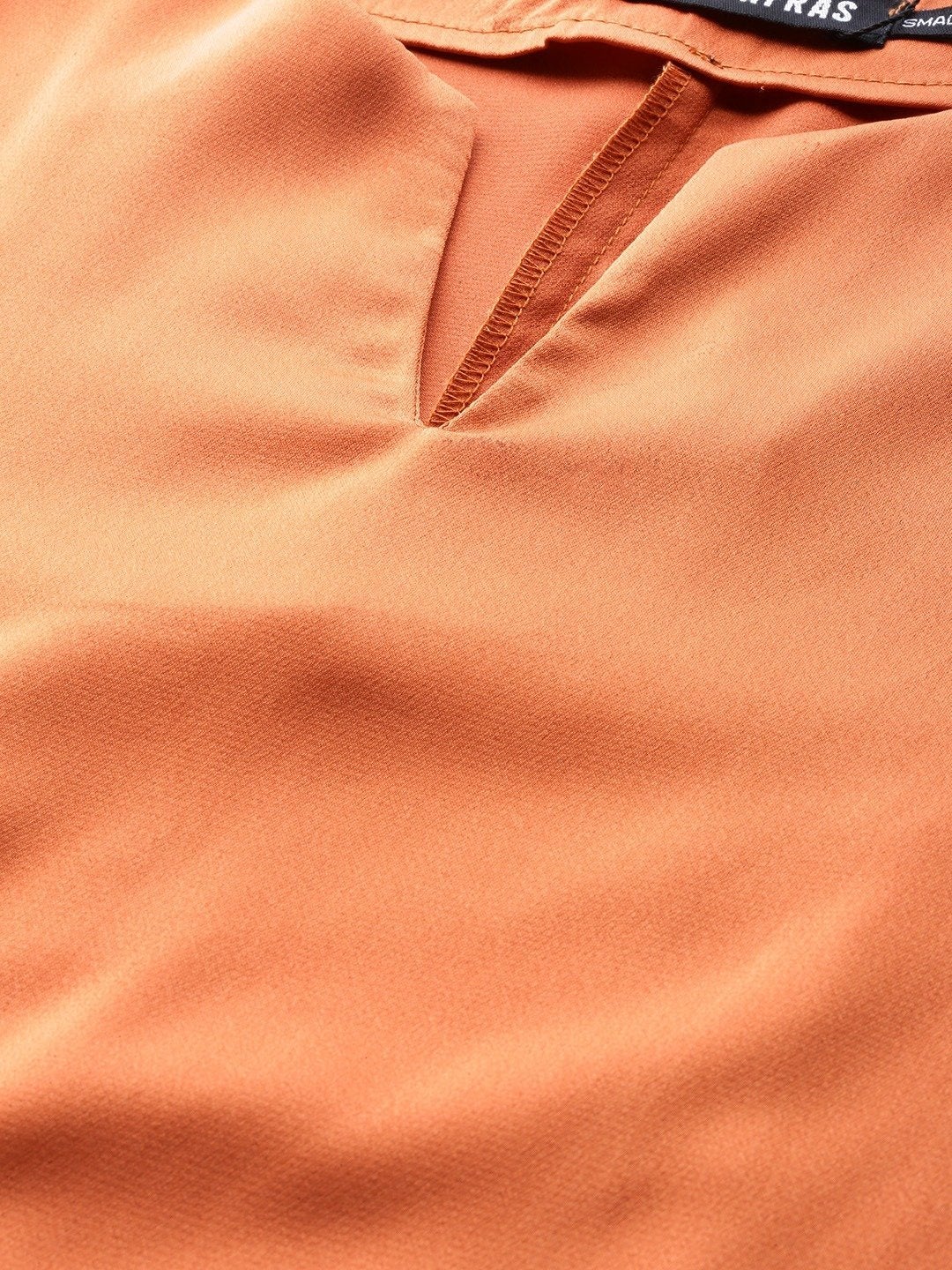 Women's Orange Side Tie Satin Top - SASSAFRAS