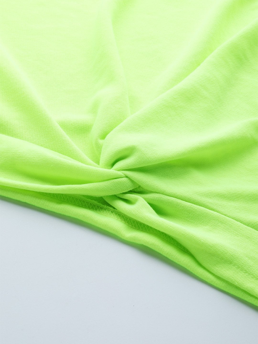 Women's Neon Green Terry Knot Crop Top - SASSAFRAS