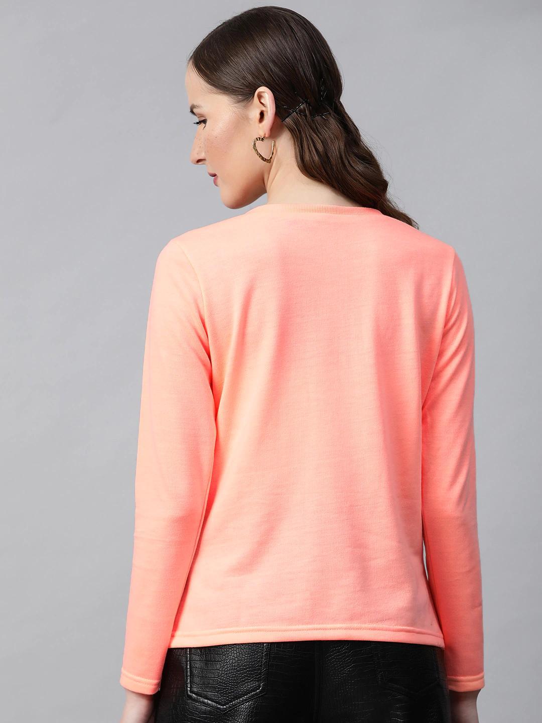 Women's Peach Henley Full Sleeve T-Shirt - SASSAFRAS