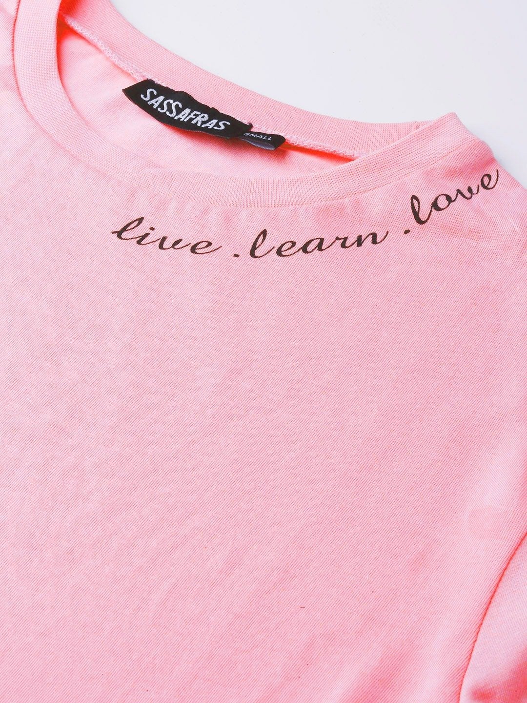 Women's Pink Live-Learn-Love Regular T-Shirt - SASSAFRAS