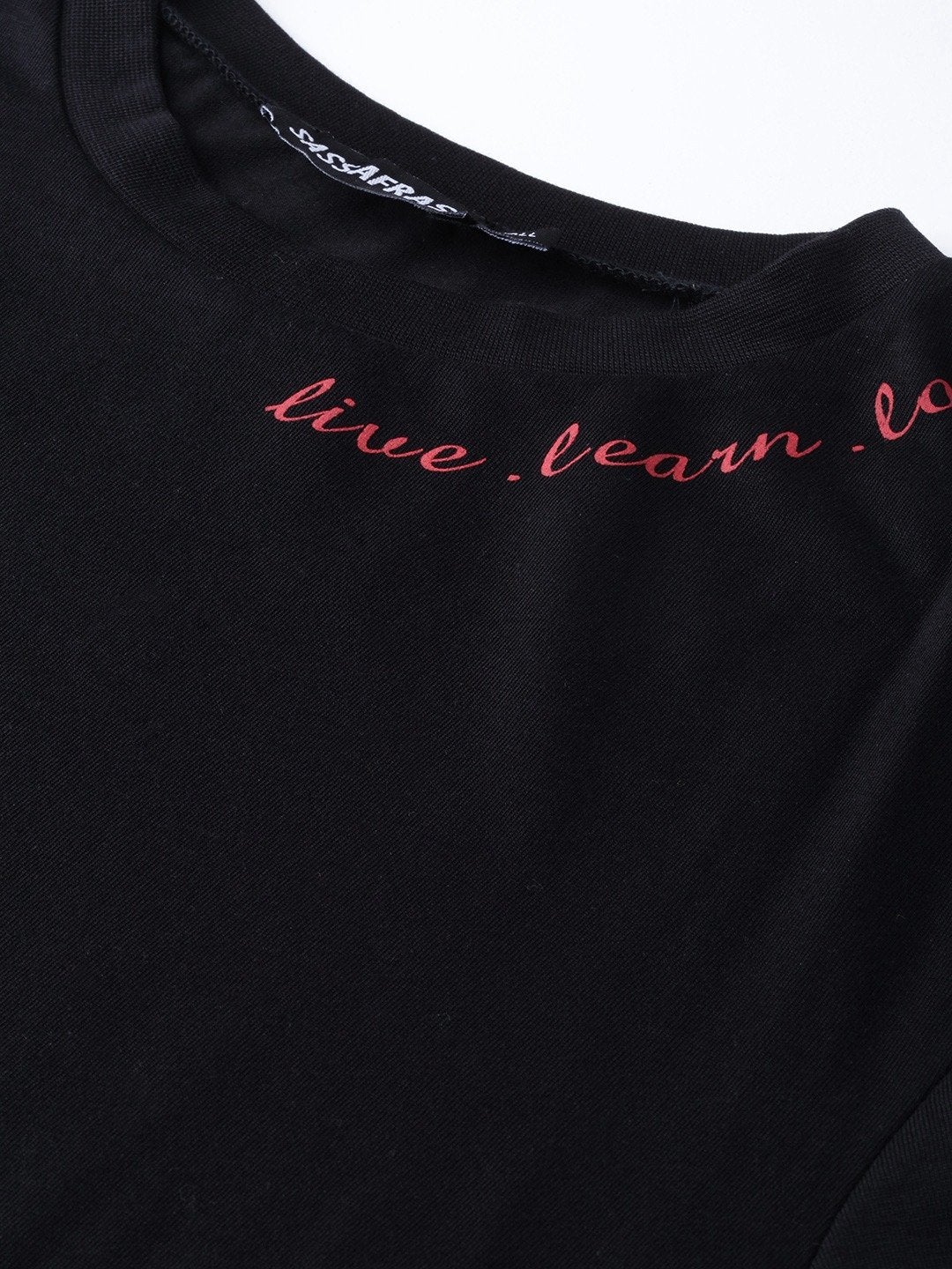 Women's Black Live-Learn-Love Print T-Shirt - SASSAFRAS