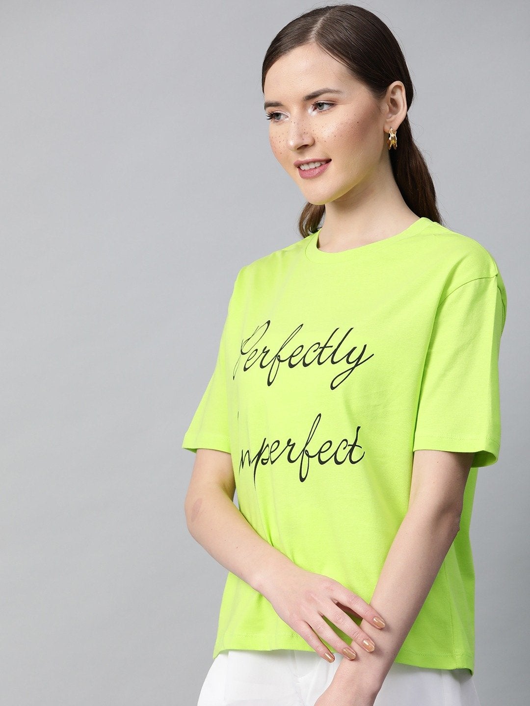 Women's Neon Green Perfectly-Imperfect T-Shirt - SASSAFRAS