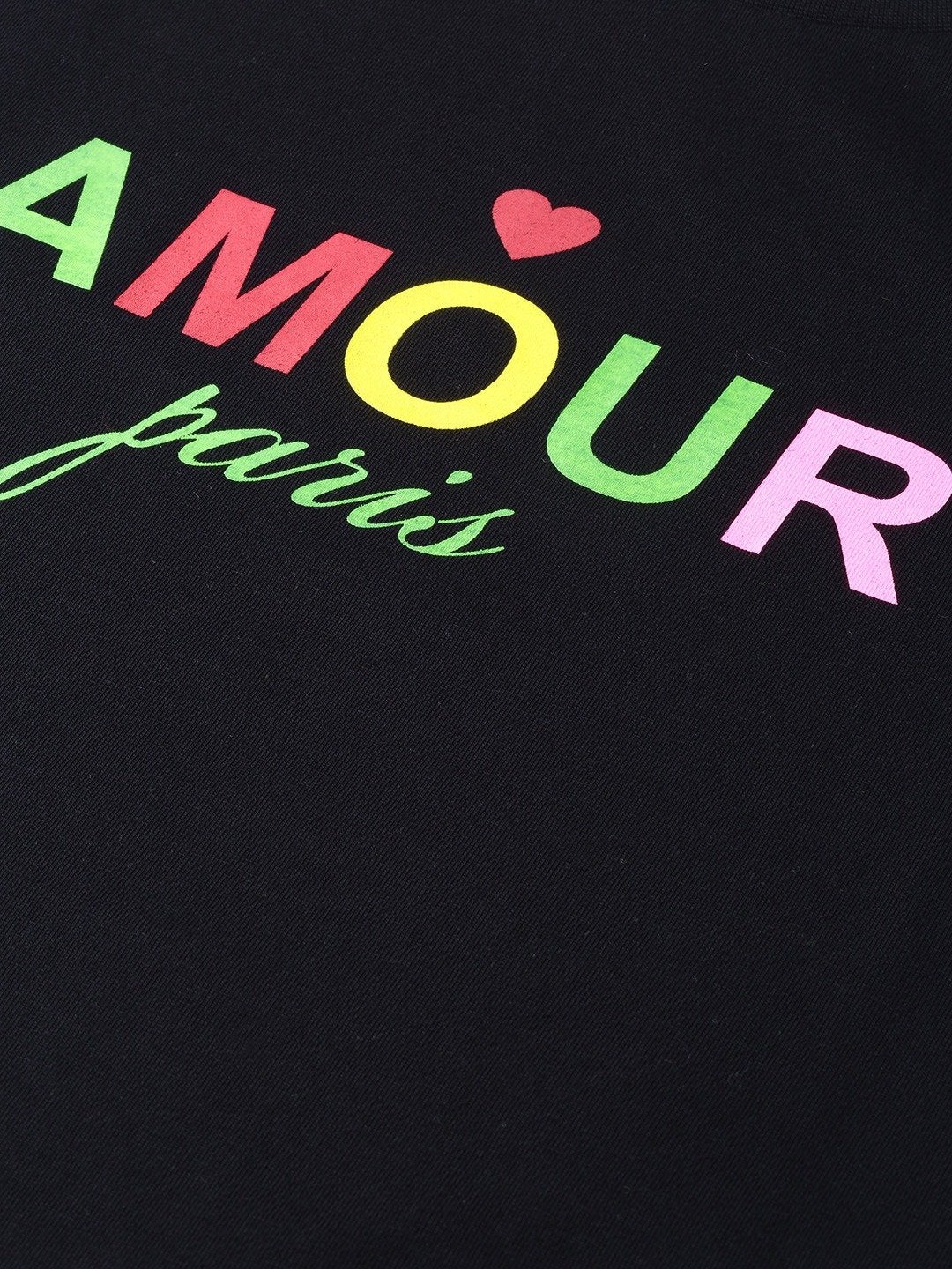 Women's Black Amour-Print T-Shirt - SASSAFRAS