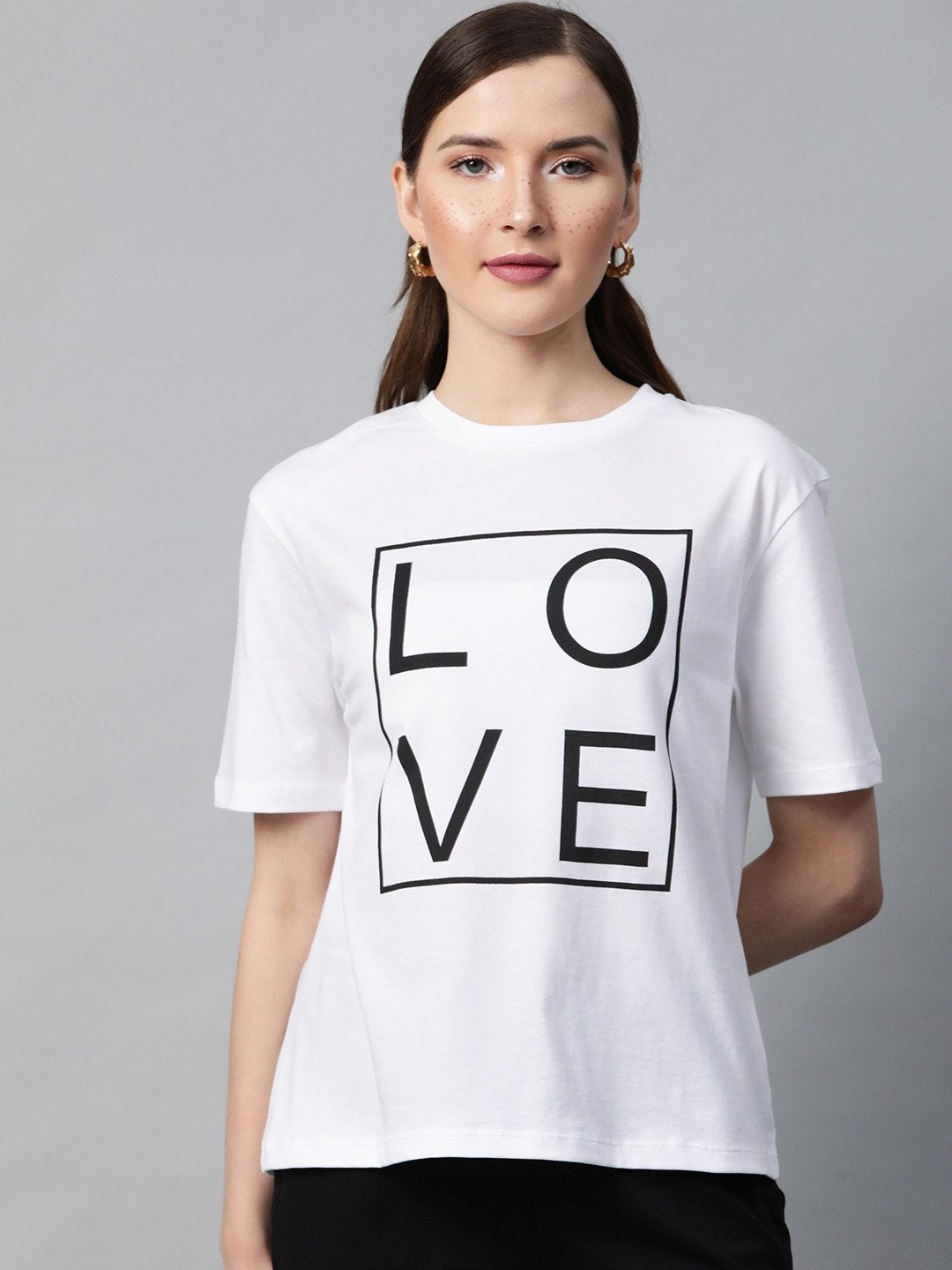 Women's White Love-Print T-Shirt - SASSAFRAS