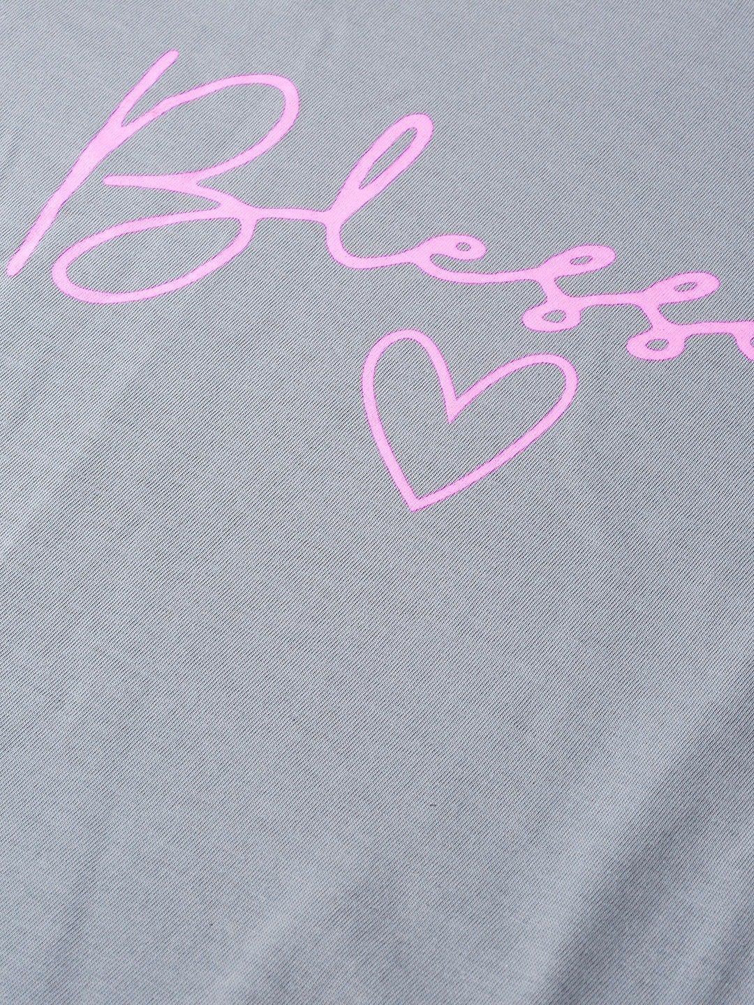 Women's Grey Blessed-Print T-Shirt - SASSAFRAS