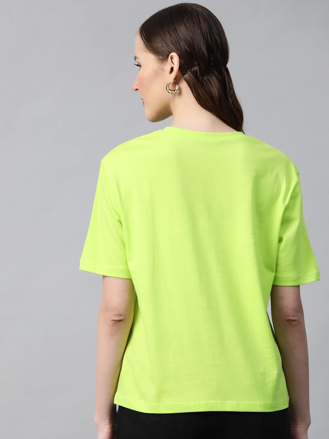 Women's Neon Green Blessed-Print T-Shirt - SASSAFRAS