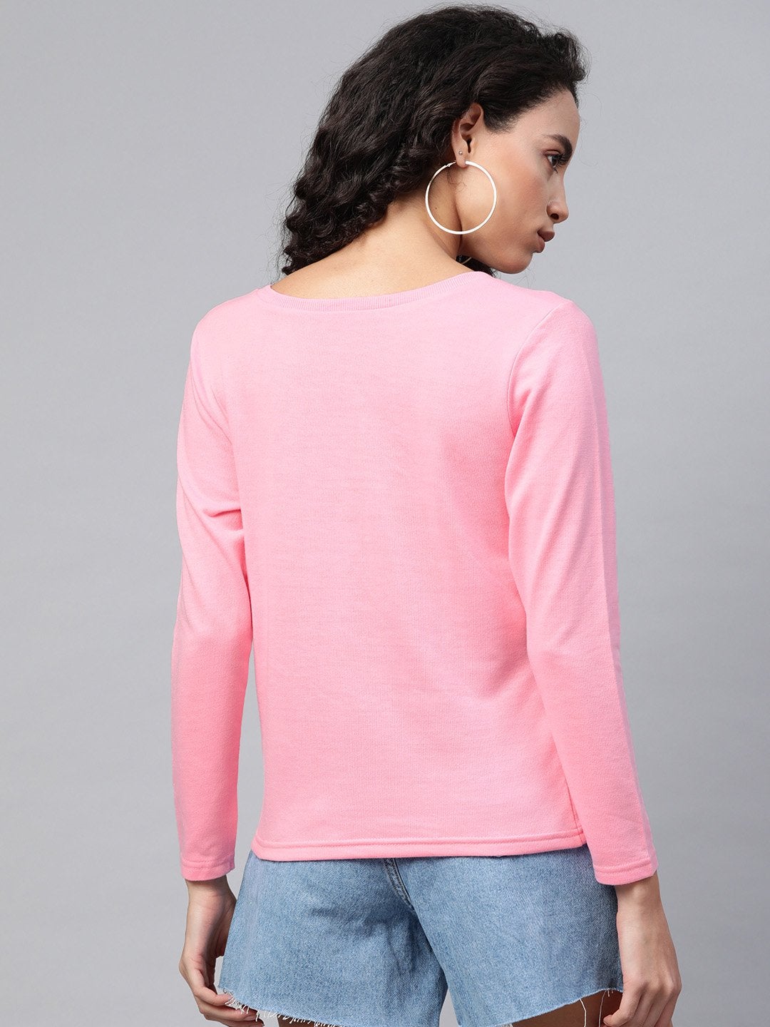 Women's Pink Full Sleeve Henley T-Shirt - SASSAFRAS