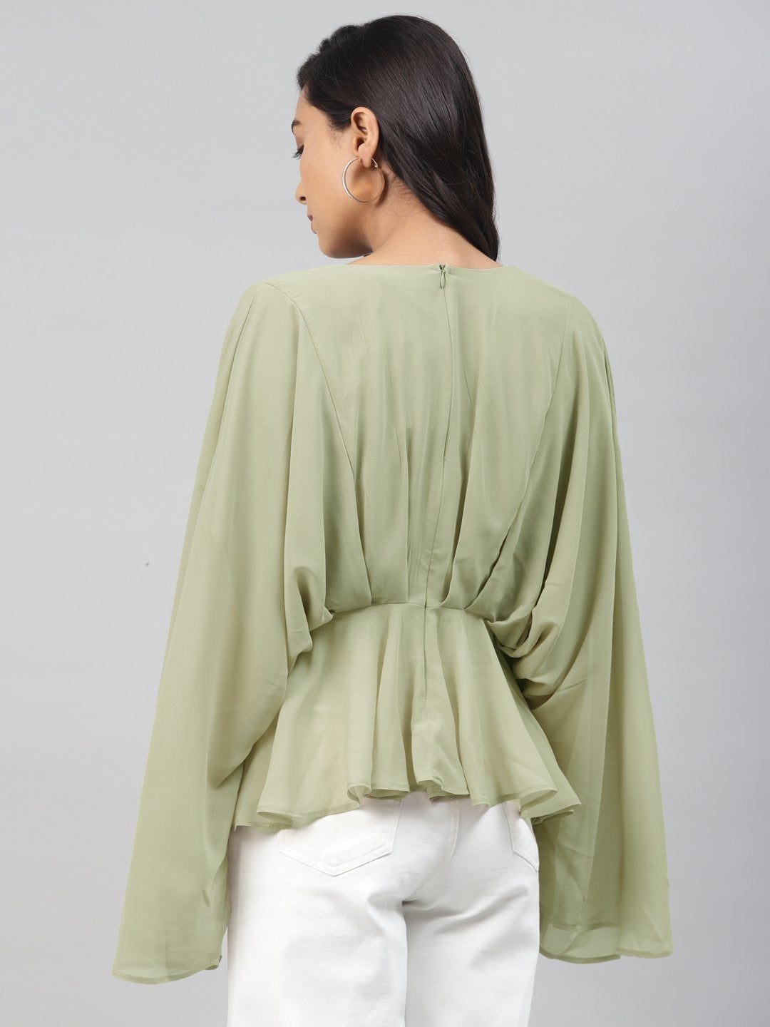 Women's Olive Kimono Top - SASSAFRAS