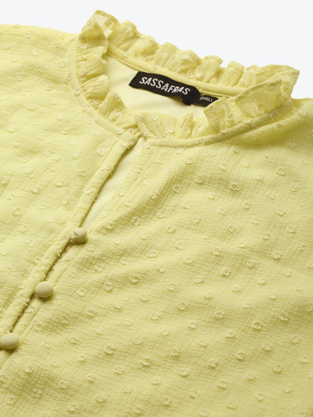 Women's Yellow Front Frill Detail Top - SASSAFRAS