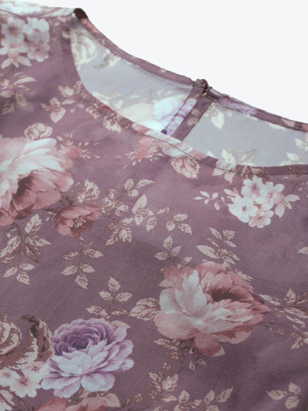 Women's Mauve Floral Puff Sleeve Top - SASSAFRAS